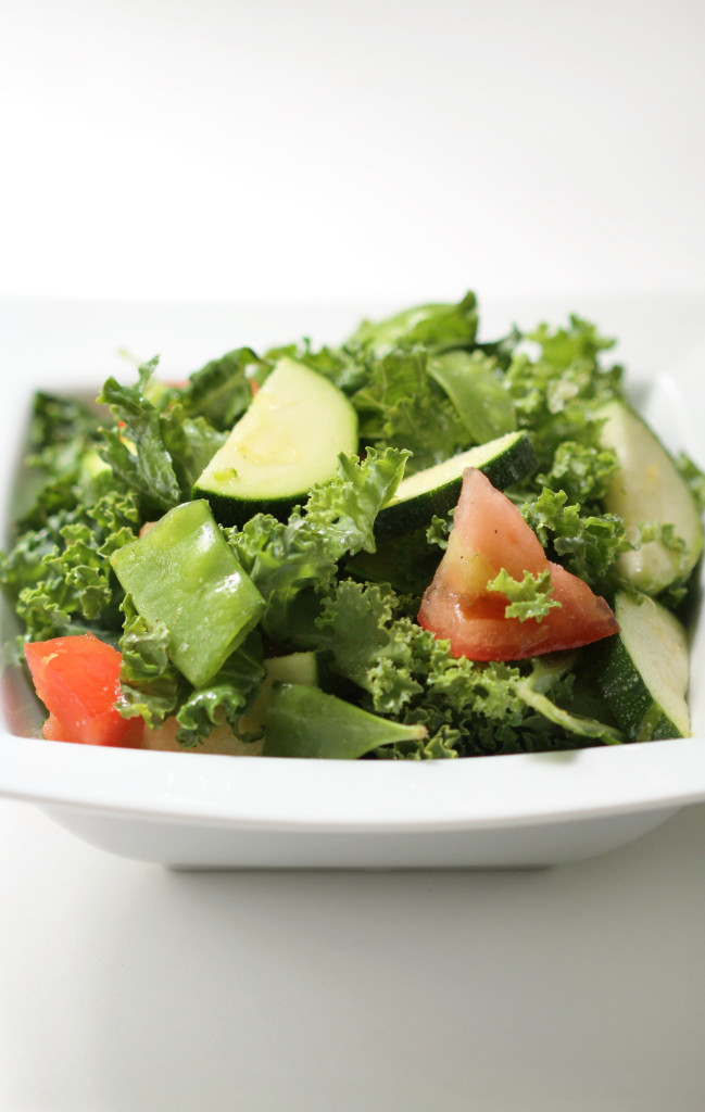 Summer Kale Salad | Strength and Sunshine @RebeccaGF666 A perfect all vegetable salad for an easy summer side dish, healthy, allergy-free, and simply flavored with bright lemon juice!
