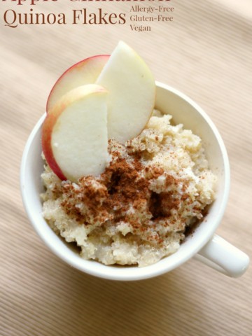 Apple Cinnamon Quinoa Flakes | Strength and Sunshine @RebeccaGF666 A classic flavor combo that brings warmth and cozy feelings to your healthy breakfast! A gluten-free, vegan, and allergy-free recipe for Apple Cinnamon Quinoa Flakes! Single-serve and made right in the microwave for a quick and efficient, but tasty breakfast!