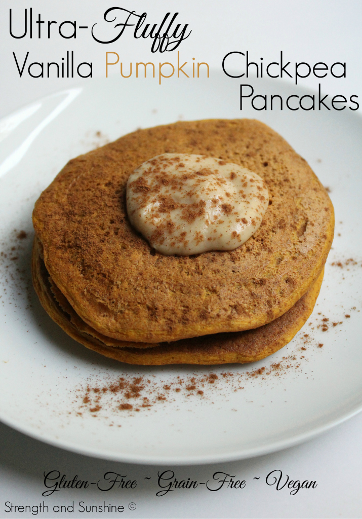 Ultra-Fluffy Vanilla Pumpkin Chickpea Pancakes | Strength and Sunshine #glutenfree #grainfree #vegan