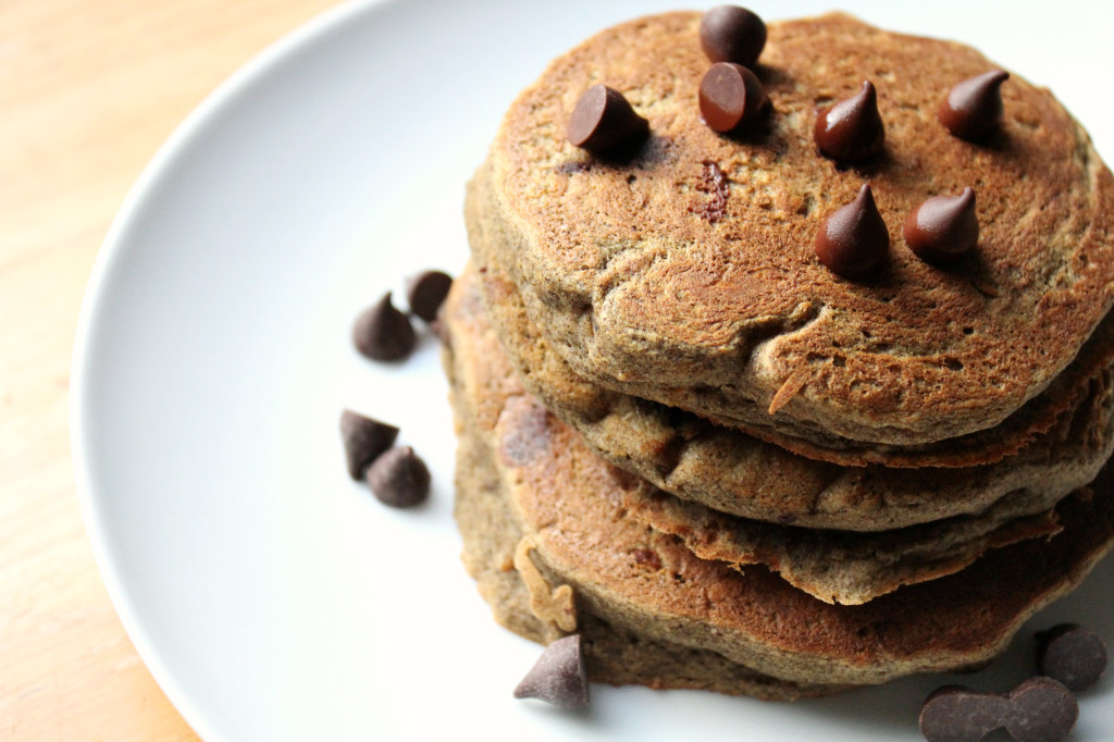 Chocolate Chip Sweet Potato Pancakes | Strength and Sunshine @RebeccaGF666 Healthy gluten-free, vegan pancakes for breakfast.