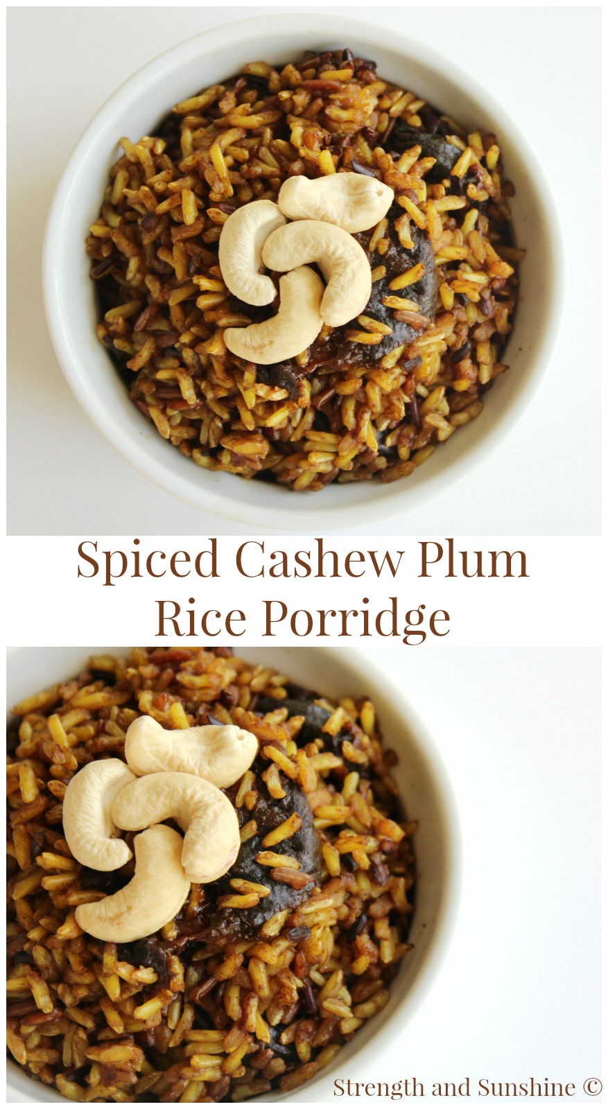 Spiced Cashew Plum Rice Porridge | Strength and Sunshine @RebeccaGF666 #breakfast #glutenfree #vegan #sponsored