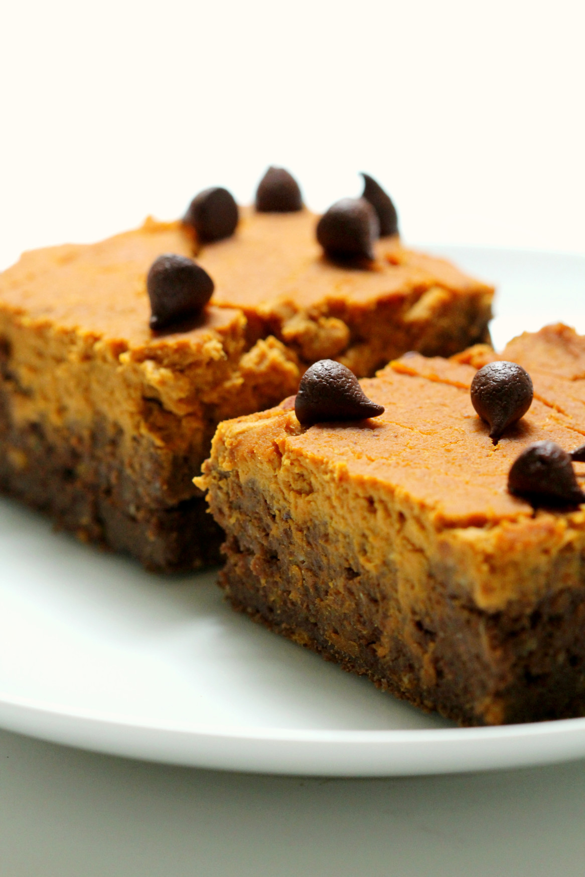 Pumpkin Peanut Butter Layer Brownies | Strength and Sunshine @RebeccaGF666 Where pumpkin, peanut, and chocolate combine! Pumpkin Peanut Butter Layer Brownies will make you rethink your definition of brownie. These gluten-free and vegan brownies are the healthiest of holiday indulgences, you won't have to stop at one! They can be dessert or breakfast!