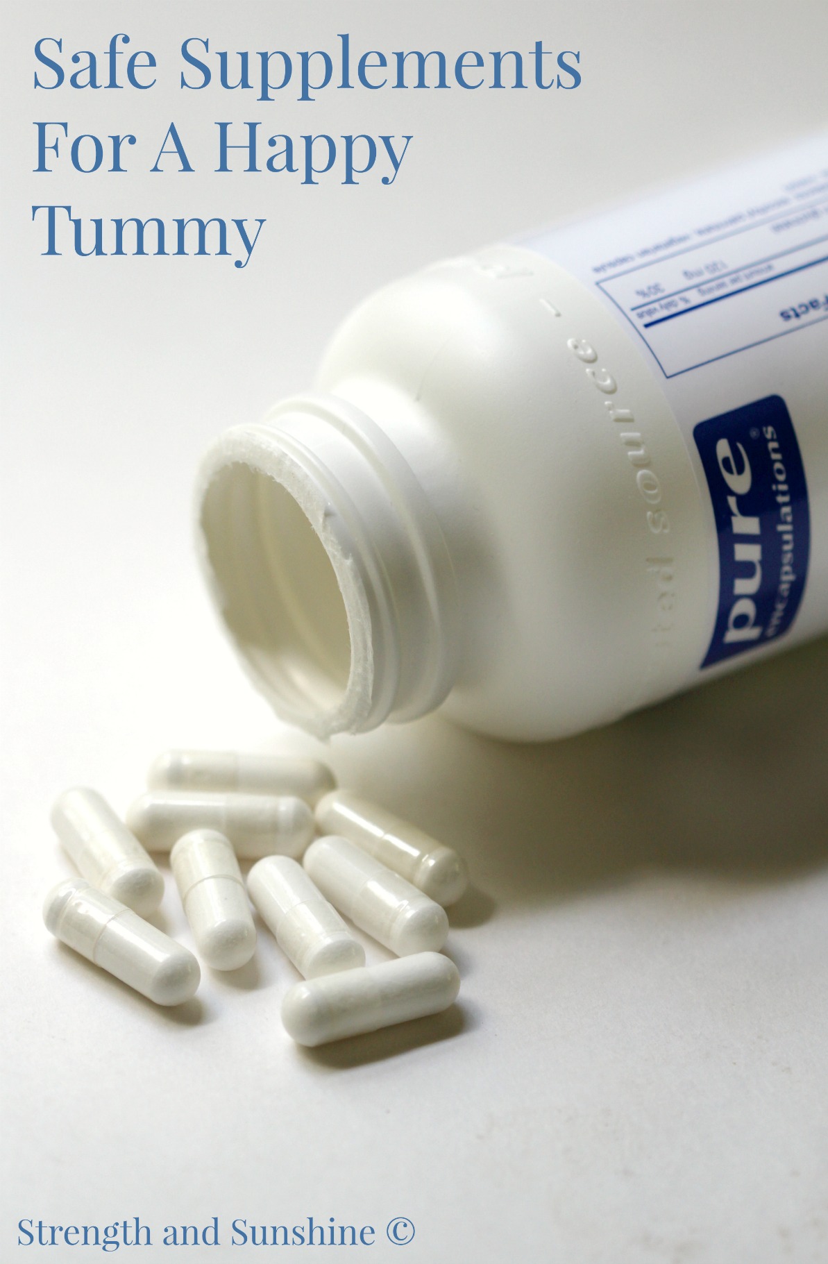 Safe Supplements For A Happy Tummy | Strength and Sunshine @RebeccaGF666 With food allergies and autoimmune diseases, keeping the body safe and happy is the ultimate goal. Finding safe pure supplements can provide some healthy insurance for keeping your inner-workings at their optimal best! @PureEncapsulations 