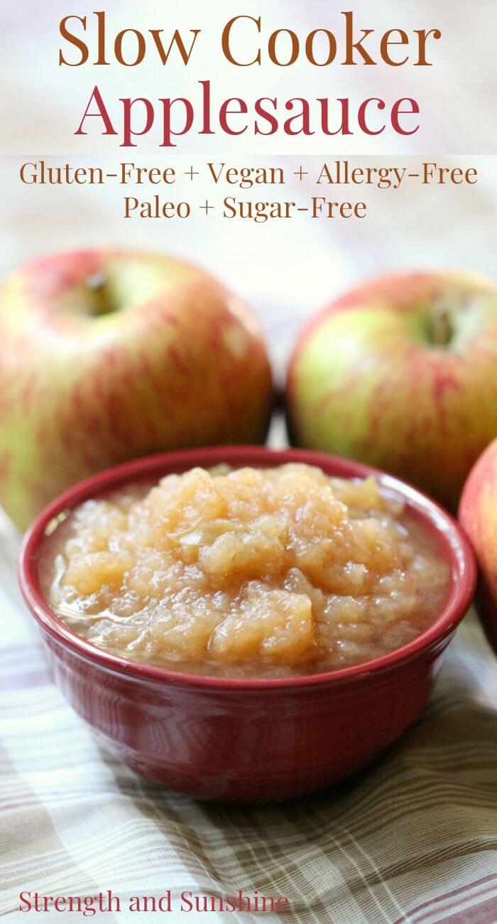 the best slow cooker applesauce in a red bowl