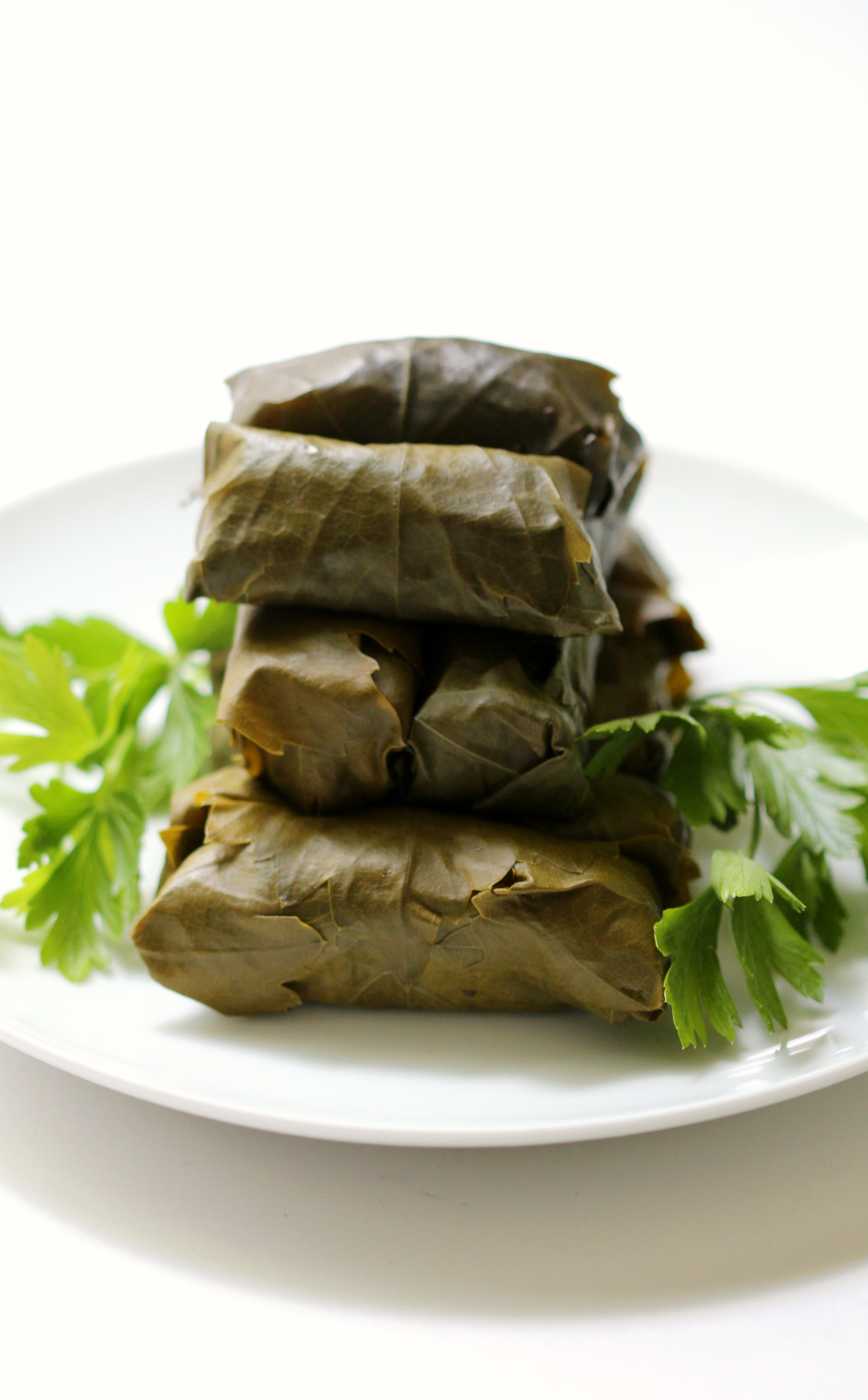 Vegan Rice Stuffed Dolmades | Strength and Sunshine @RebeccaGF666 A Mediterranean classic made vegan and gluten-free. Rice stuffed dolmades (grape leaves) full of fresh herbs, roasted eggplant, olives, spices, and aromatic basmati rice! A fantastic appetizer, side, or main dish! 
