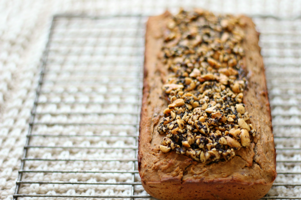 Peanut Butter Espresso Banana Bread | Strength and Sunshine @RebeccaGF666 More than just banana bread. A peanut butter espresso banana bread, moist, soft, secretly nutritious, gluten-free, and vegan. A subtly sweet, buttery, quick bread to make the perfect healthy breakfast, snack, or dessert recipe!