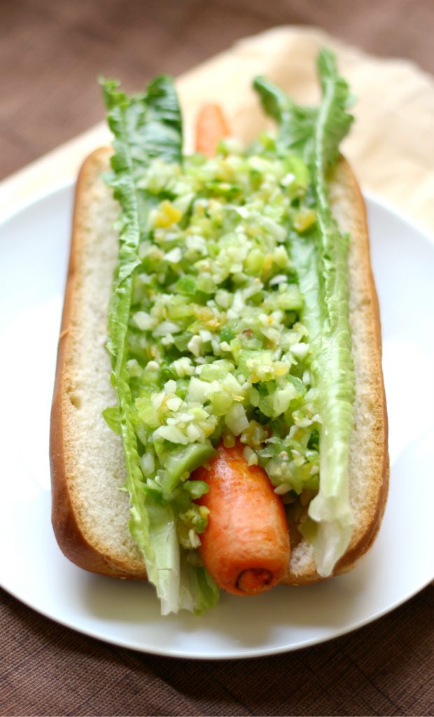 Mexican Carrot Dogs with Chunky Salsa Verde | Strength and Sunshine @RebeccaGF666 The ultimate plant-based hot dog! Mexican carrot dogs with chunky salsa verde are a fun summer bbq must! Gluten-free and vegan, this healthy meatless recipe will have your taste buds fooled and your body thanking you!