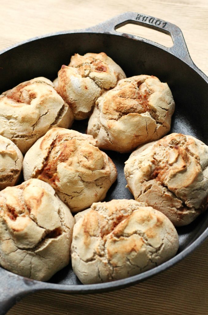 Rustic Gluten-Free Cinnamon Buns | Strength and Sunshine @RebeccaGF666 Rustic gluten-free cinnamon buns that are vegan, oil-free, sugar-free, nut-free, and no yeast! Lovingly made right in a cast iron skillet for extra flavor and charm. A breakfast or brunch recipe that will leave you feeling warm and cozy!