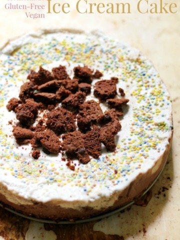 "Better Than Carvel" Homemade Gluten-Free Vegan Ice Cream Cake | Strength and Sunshine @RebeccaGF666 You don't need to forgo your favorite ice cream cake any longer! A "Better Than Carvel" Homemade Gluten-Free Vegan Ice Cream Cake no-bake recipe will take you back to those sweet & celebratory memories with your favorite dessert!