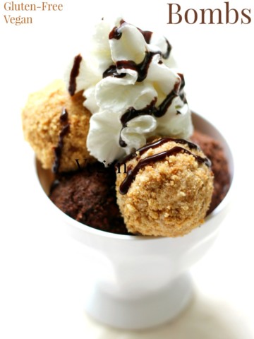 Vegan "Fried" Ice Cream Bombs | Strength and Sunshine @RebeccaGF666 An easy and fun dessert treat that will bring out the "kid" in all of us! Gluten-Free Vegan "Fried" Ice Cream Bombs! Balls of ice cream rolled in crushed cookie crumbs! This is a must-make, no-bake recipe with your kids!