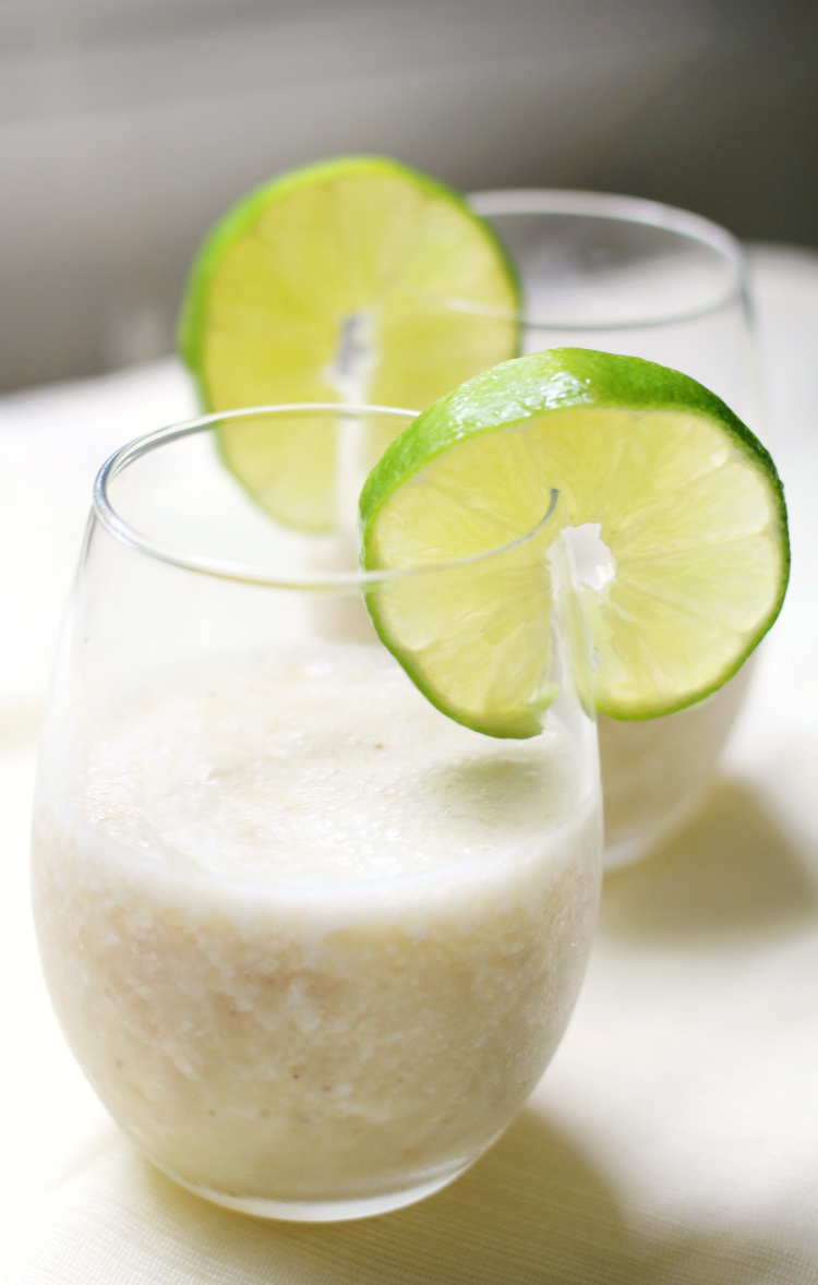 Virgin Banana Daiquiris | Strength and Sunshine @RebeccaGF666 Your frosty tropical cocktail favorite made without the alcohol and right in a blender with just 3 real ingredients! Virgin Banana Daiquiris that are gluten-free, vegan, and sugar-free you and even the kids can enjoy this healthy recipe!