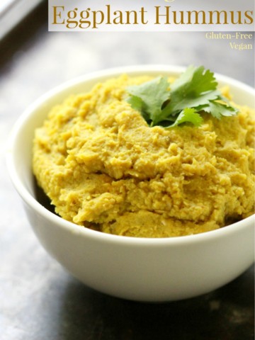 Healing Indian Eggplant Hummus | Strength and Sunshine @RebeccaGF666 A hummus that heals! This Healing Indian Eggplant Hummus is a perfect blend of roasted eggplant, chickpeas, and Indian spices like turmeric. It's gluten-free, vegan, and fat-free, making it a delicious snack recipe for dipping or spreading!