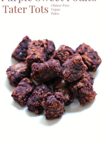 Purple Sweet Potato Tater Tots | Strength and Sunshine @RebeccaGF666 The childhood classic just go a makeover! Purple Sweet Potato Tater Tots that are baked, gluten-free, allergy-free, vegan, and paleo. This healthier alternative recipe to the fried side dish will have your tots all smiles and laughs! Who could say no to colorful food?