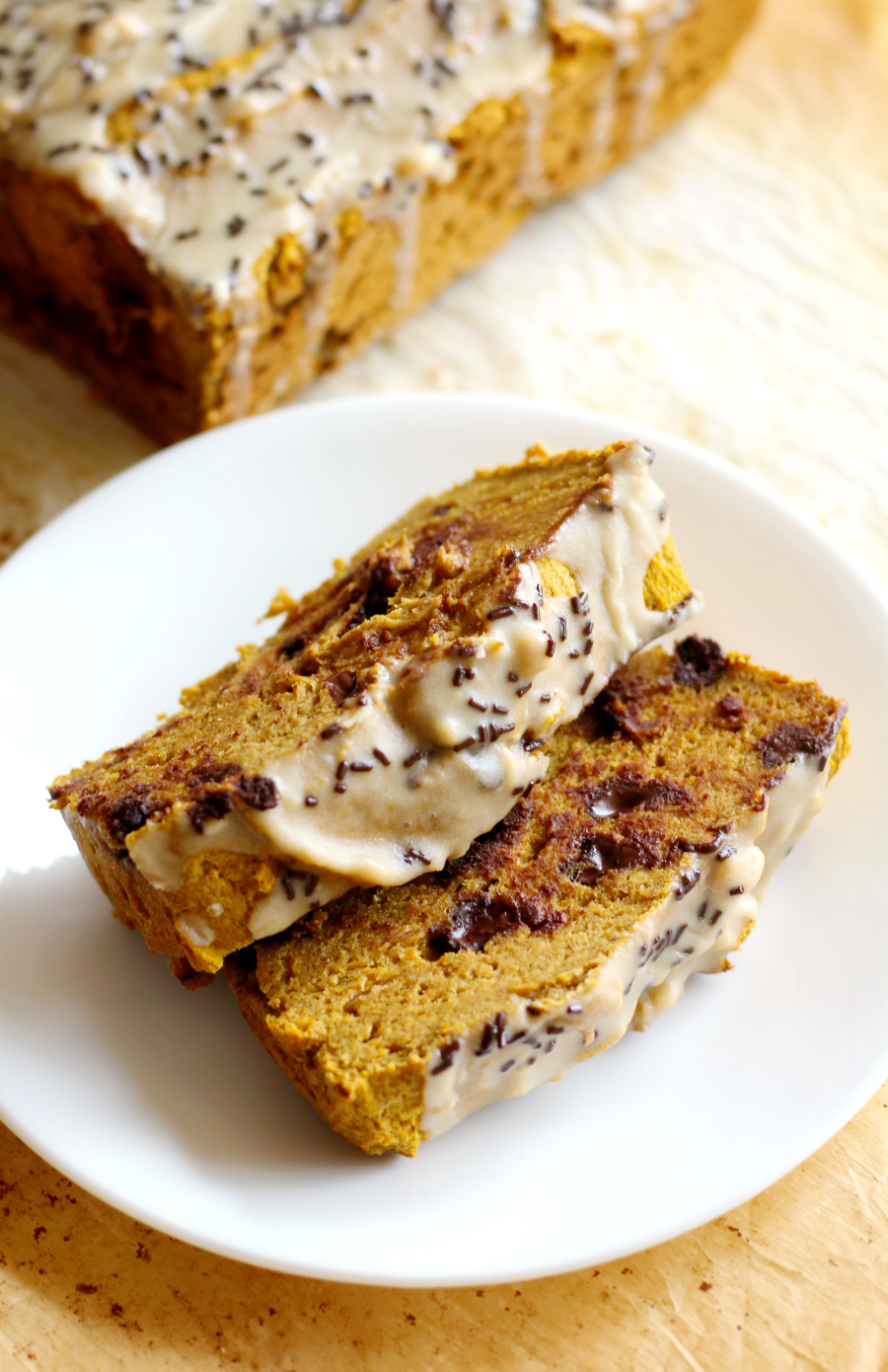 Tahini Chocolate Chip Pumpkin Bread | Strength and Sunshine @RebeccaGF666 A seasonal Fall classic with some mouthwatering additions! This Tahini Chocolate Chip Pumpkin Bread recipe will have you ready for autumn in a snap! Gluten-free, nut-free, and vegan, this quick bread recipe is not your average baked good! Perfect for breakfast, snacking, or dessert!