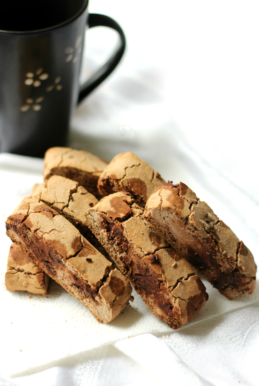 Chocolate Chip Teff Biscotti | Strength and Sunshine @RebeccaGF666 Grab your cup of coffee and a Chocolate Chip Teff Biscotti for a few moments of at-home bakery bliss! A gluten-free, nut-free, allergy-free, and vegan healthy recipe so you can enjoy this Italian classic once again without sacrificing flavor or crunch!