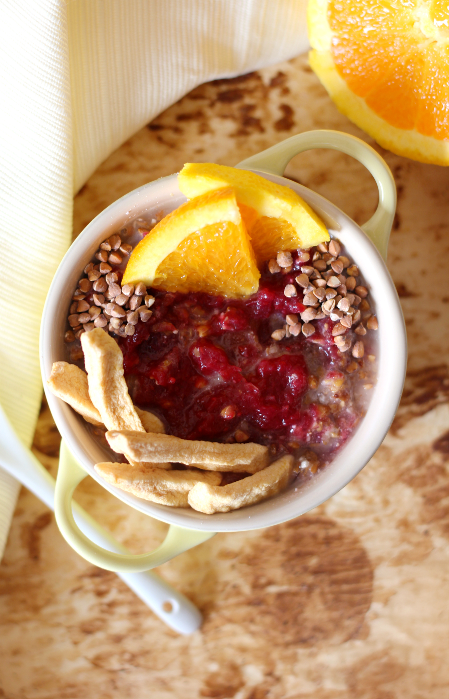 Raw Winter Kasha Porridge | Strength and Sunshine @RebeccaGF666 A cozy Raw Winter Kasha Porridge for when you're looking for some wholesome nourishment to start your day! With seasonal flavors and homemade cranberry sauce, this gluten-free, vegan, and allergy-free breakfast is sure to be a new favorite!