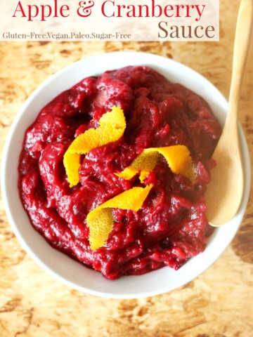 Roasted Apple & Cranberry Sauce | Strength and Sunshine @RebeccaGF666 Not your average cranberry sauce! A beautifully Roasted Apple & Cranberry Sauce is a perfect topping to any holiday meal from breakfast, dinner, to dessert! Gluten-free, vegan, paleo, allergy-free, and naturally sweet, it's everything you love about the season in a new healthy way!