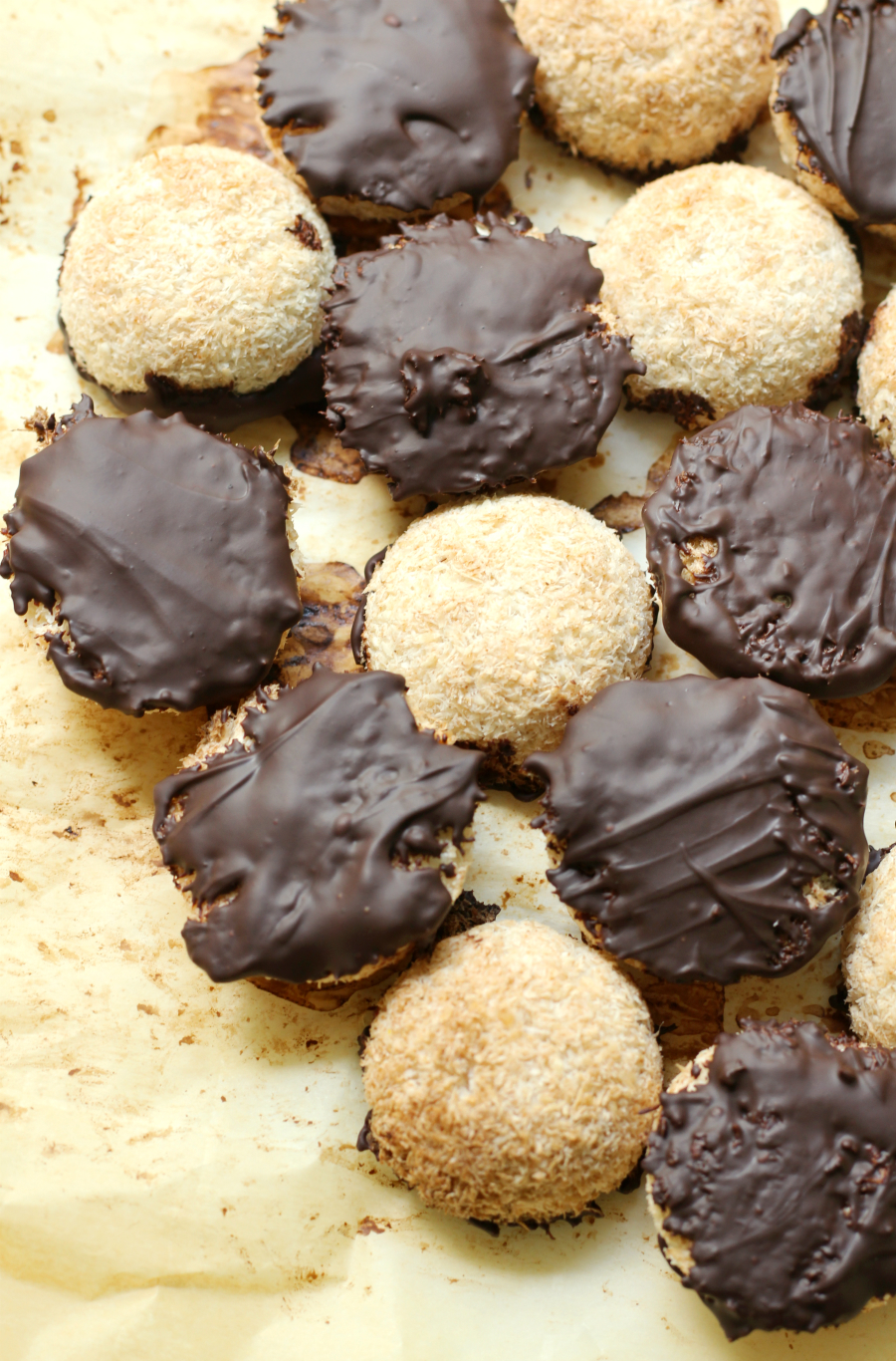 Chocolate-Dipped Coconut Macaroons | Strength and Sunshine @RebeccaGF666 A sweet and fancy treat for any occasion! Chocolate-Dipped Coconut Macaroons are a delicious and easy, gluten-free, vegan, paleo, and allergy-free dessert recipe. Everyone will be wowed by this healthy coconut and chocolate bite!