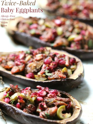 Middle Eastern Twice-Baked Baby Eggplants | Strength and Sunshine @RebeccaGF666 Flavorful Middle Eastern Twice-Baked Baby Eggplants make a delicious gluten-free, vegan, paleo, and allergy-free appetizer or side dish. An easy plant-based recipe that will wow the tastebuds with new exciting flavors!