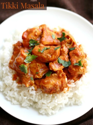 Chicken Tikki Masala (Gluten-Free, Dairy-Free, Paleo) | Strength and Sunshine @RebeccaGF666 Chicken Tikki Masala is a classic Indian dish now with a gluten-free, dairy-free, paleo, and allergy-friendly recipe! With a creamy tomato and coconut yogurt sauce, this comforting dish will make a great healthy weeknight dinner that packs in the flavor!