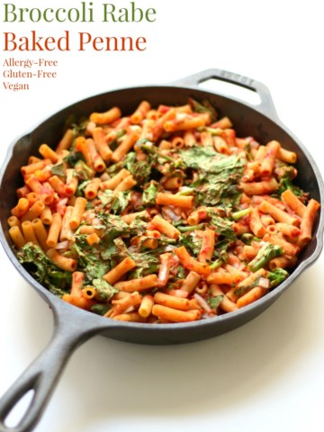 Sweet Tomato & Broccoli Rabe Baked Penne (Gluten-Free, Vegan, Allergy-Free) | Strength and Sunshine @RebeccaGF666 A delicious weeknight pasta dinner recipe the whole family will love! Sweet Tomato & Broccoli Rabe Baked Penne that's gluten-free, vegan, and allergy-free. Packed with flavor and nutritious veggies, this healthy meal will be an easy new favorite!