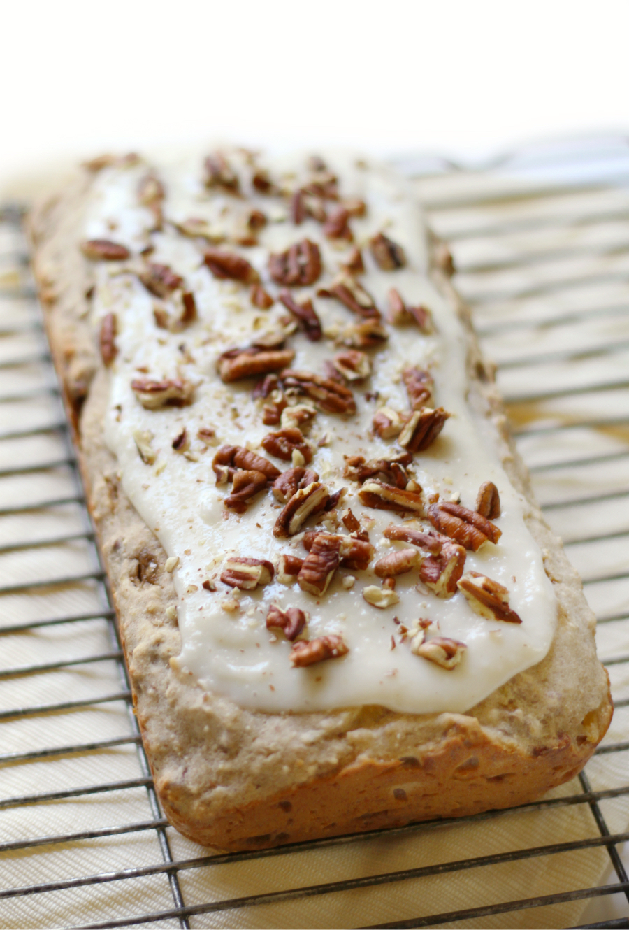 Gluten-Free Hummingbird Loaf Cake (Vegan) | Strength and Sunshine @RebeccaGF666 The sweet and nutty classic Southern dessert now with a gluten-free and vegan recipe! Gluten-Free Hummingbird Loaf Cake topped with a delicious dairy-free cream cheese frosting and packed with pecans, banana, and pineapple!