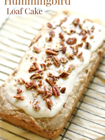 Gluten-Free Hummingbird Loaf Cake (Vegan) | Strength and Sunshine @RebeccaGF666 The sweet and nutty classic Southern dessert now with a gluten-free and vegan recipe! Gluten-Free Hummingbird Loaf Cake topped with a delicious dairy-free cream cheese frosting and packed with pecans, banana, and pineapple!