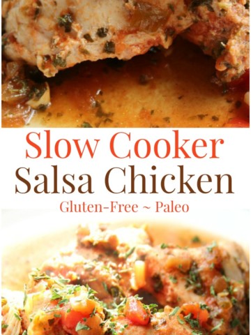 Slow Cooker Salsa Chicken (Gluten-Free, Paleo) | Strength and Sunshine @RebeccaGF666 The most delicious, moist, and easy slow cooker chicken yet! Slow Cooker Salsa Chicken requires just a few ingredients: your favorite salsa, some spices, and the chicken! The perfect healthy, gluten-free, paleo weeknight dinner to please everyone!