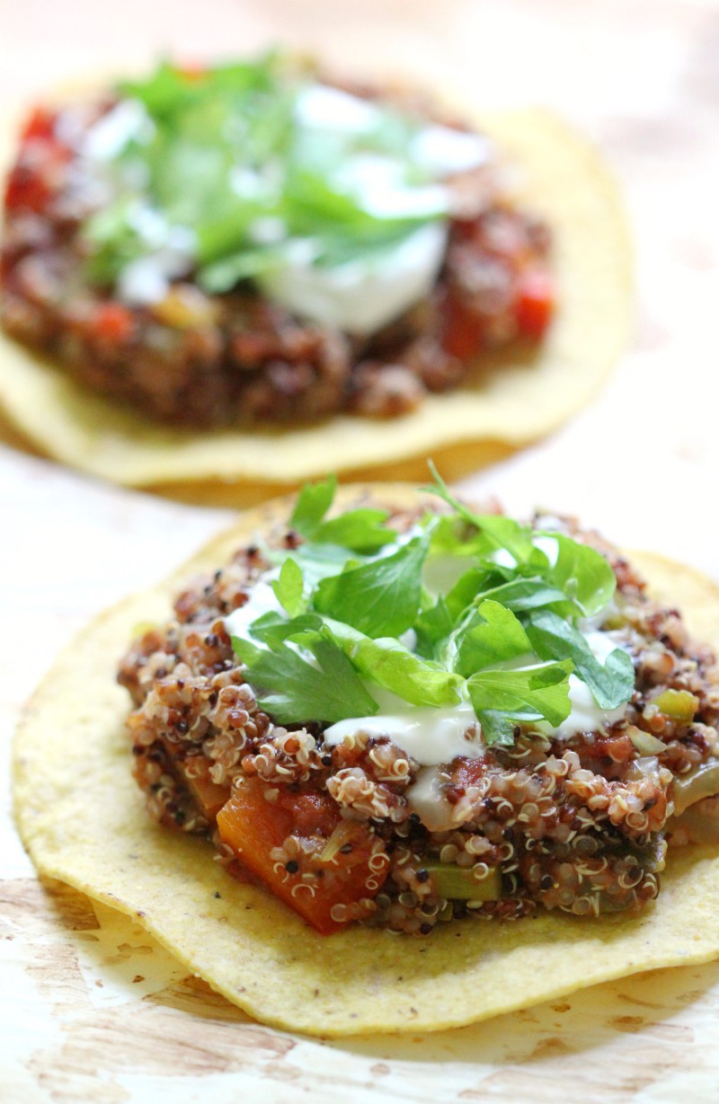 Quick & Easy Quinoa Tostadas recipe (Gluten-Free, Vegan) | Strength and Sunshine @RebeccaGF666 Mexican made easy! These Quick & Easy Quinoa Tostadas are gluten-free, vegan, and top 8 allergy-free! A great family-friendly & meatless weeknight dinner recipe you can have on the table in 15 minutes from start to finish. ad @successrice