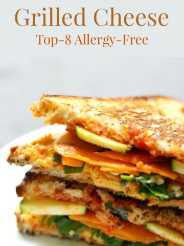 Gluten-Free + Vegan Harissa Grilled Cheese (Allergy-Free) | Strength and Sunshine @RebeccaGF666 A grown-up grilled cheese sandwich that redefines the classic comfort food. With a kick of spice this Gluten-Free & Vegan Harissa Grilled Cheese is top-8 allergy-free, packs in the flavor, and veggies! An easy lunch or dinner recipe for when you don't want to "cook"! #glutenfree #vegan #grilledcheese