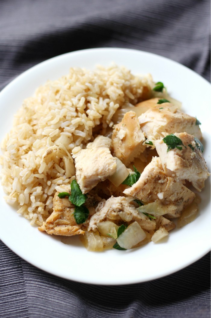 Slow Cooker Chicken Adobo (Gluten-Free, Paleo, Allergy-Free) | Strength and Sunshine @RebeccaGF666 A classic Filipino recipe now made gluten-free, paleo, top-8 allergy-free, and in the crockpot! This healthy Slow Cooker Chicken Adobo is perfectly tender and tangy with its combination of vinegar and coconut aminos in place of the typical soy sauce! #glutenfree #paleo #slowcooker #chicken #chickenadobo #soyfree #crockpot #dinner
