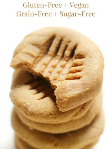 3-Ingredient Old-Fashioned Peanut Butter Cookies (Gluten-Free, Vegan) | Strength and Sunshine @RebeccaGF666 The classic American cookie now with a gluten-free, vegan, grain-free, & sugar-free recipe! These healthy 3-Ingredient Old-Fashioned Peanut Butter Cookies are so quick & easy to make and taste just like grandma's! #glutenfree #vegan #cookies #peanutbuttercookies