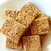 3-Ingredient Sesame Seed Crunch Candy (Gluten-Free) | Strength and Sunshine @RebeccaGF666 A popular candy recipe with many variations throughout Middle Eastern, Mediterranean, Indian, and Asian cuisines. This 3-Ingredient Sesame Seed Crunch Candy is perfectly sweet, nutty, gluten-free, paleo, optionally vegan, and top-8 allergy-free! Just toasted sesame seeds, honey, and sugar! Easy to gift or munch! #sesameseeds #sesamecandy #candy