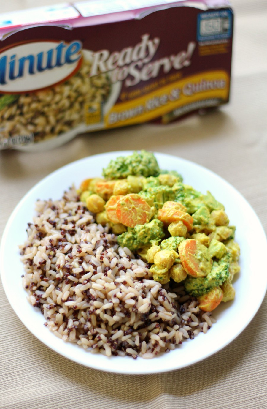 10-Minute Coconut Yogurt & Chickpea Curry (Gluten-Free, Vegan) | Strength and Sunshine @RebeccaGF666 Curry in a hurry! A quick & easy 10-Minute Coconut Yogurt & Chickpea Curry that’s loaded with veggies, is gluten-free, vegan, & top-8 allergy-free! Served with Ready to Serve Brown Rice & Quinoa cups, this recipe makes a perfect meal for two or prepped for make-ahead lunches! 