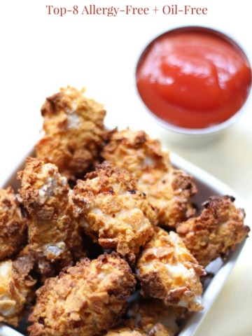Extra Crispy Gluten-Free Air Fryer Popcorn Chicken (Allergy-Free, No Oil) | Strength and Sunshine @RebeccaGF666 No oil needed for this Extra Crispy Gluten-Free Air Fryer Popcorn Chicken recipe! A healthier, super crunchy version of your fast food favorite that's top 8 allergy-free, a mom-approved quick & easy dinner idea, and kid-friendly! sponsored #popcornchicken #glutenfree #allergyfree #dinner #chicken