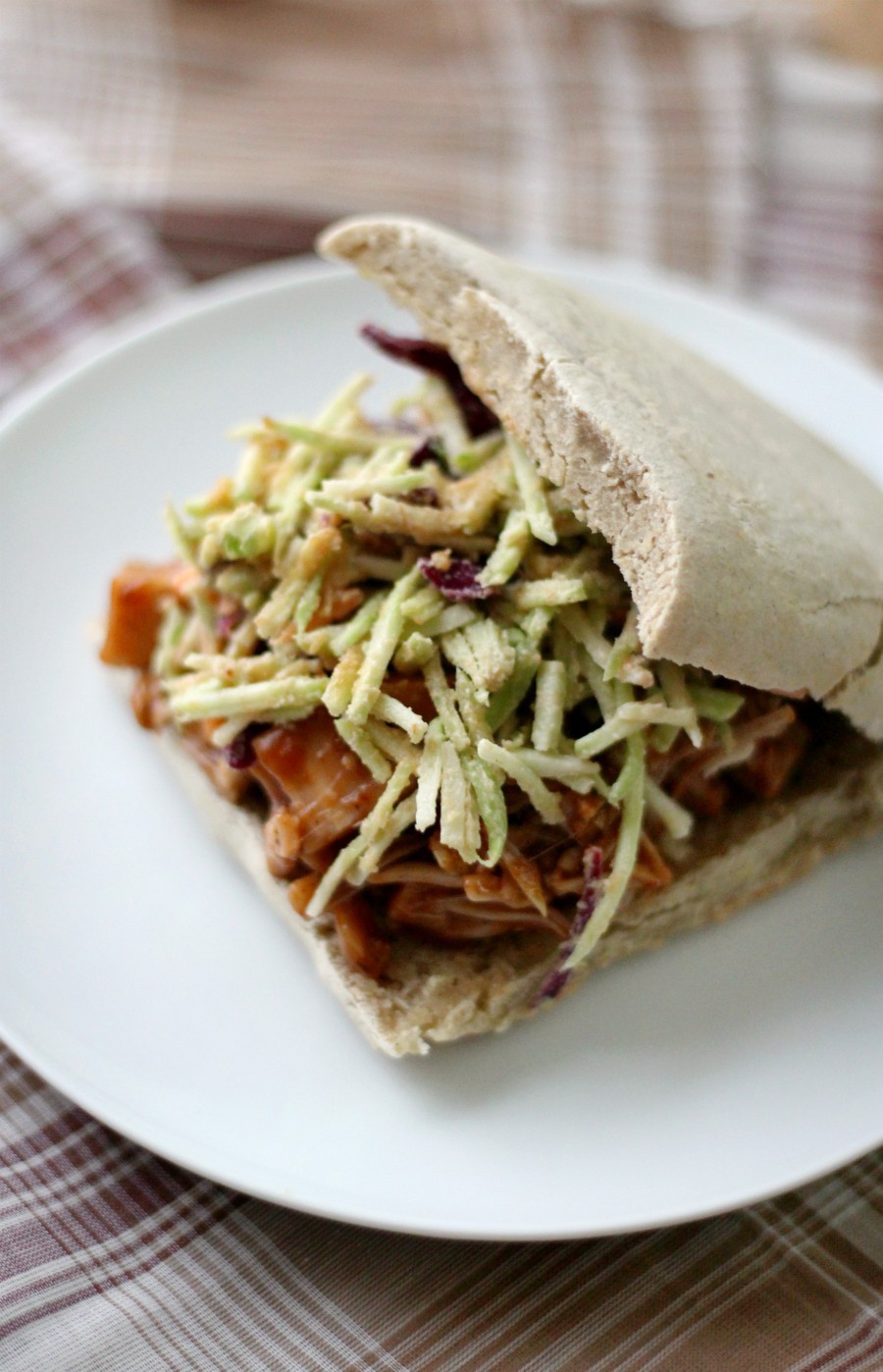 Pulled BBQ Jackfruit Sandwiches with Tahini Slaw (Gluten-Free, Vegan) | Strength and Sunshine @RebeccaGF666 A healthy & delicious meatless recipe that will have you forgetting about the meat! Pulled BBQ Jackfruit Sandwiches with Tahini Slaw that are gluten-free, vegan, & top-8 allergy-free! Great for a quick & easy plant-based weeknight dinner! #jackfruit #bbq #sandwiches #glutenfree #vegan