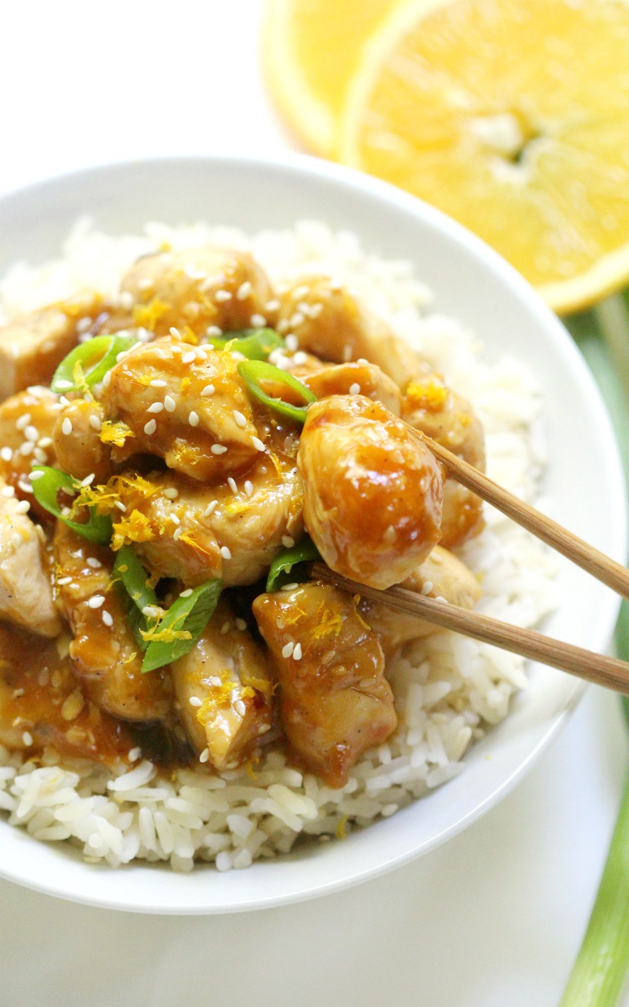 Gluten-Free Orange Chicken (Soy-Free, Top-8 Allergy-Free) | Strength and Sunshine @RebeccaGF666 Easy Chinese take-out made right at home! This Gluten-Free Orange Chicken recipe is not only soy-free, but top-8 allergy-free, quick to make, & a whole lot healthier! With a sticky, sweet, & spicy homemade orange sauce, this remake on the classic take-out will be a new favorite dinner option (with killer leftovers!) #orangechicken #chicken #takeout #glutenfree #soyfree #nutfree #chinesefood
