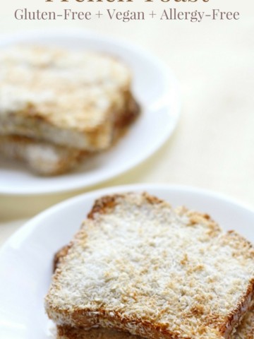 Air Fryer Toasted Coconut French Toast (Gluten-Free, Vegan) | Strength and Sunshine @RebeccaGF666 The healthiest way to make French toast for breakfast! Air Fryer Toasted Coconut French Toast made without the oil and is a gluten-free, vegan, & top 8 allergy-free recipe you'll love! No soggy bread and only 4 ingredients to crisp coconut perfection! #frenchtoast #breakfast #airfryer #glutenfree #vegan #coconut