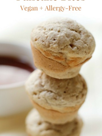 Mini Gluten-Free Cinnamon Pancake Bites (Vegan, Allergy-Free) | Strength and Sunshine @RebeccaGF666 Believe it or not, pancakes just got better! Mini Gluten-Free Cinnamon Pancake Bites that are vegan, allergy-free, 8 ingredients, and take just 10 minutes to bake! They're a surprisingly healthy breakfast recipe that kids (of all ages!) will love! Perfect for little hands to dunk in syrup and munch! #pancakes #pancakebites #glutenfree #vegan #allergyfree #breakfast #kidfriendly #strengthandsunshine