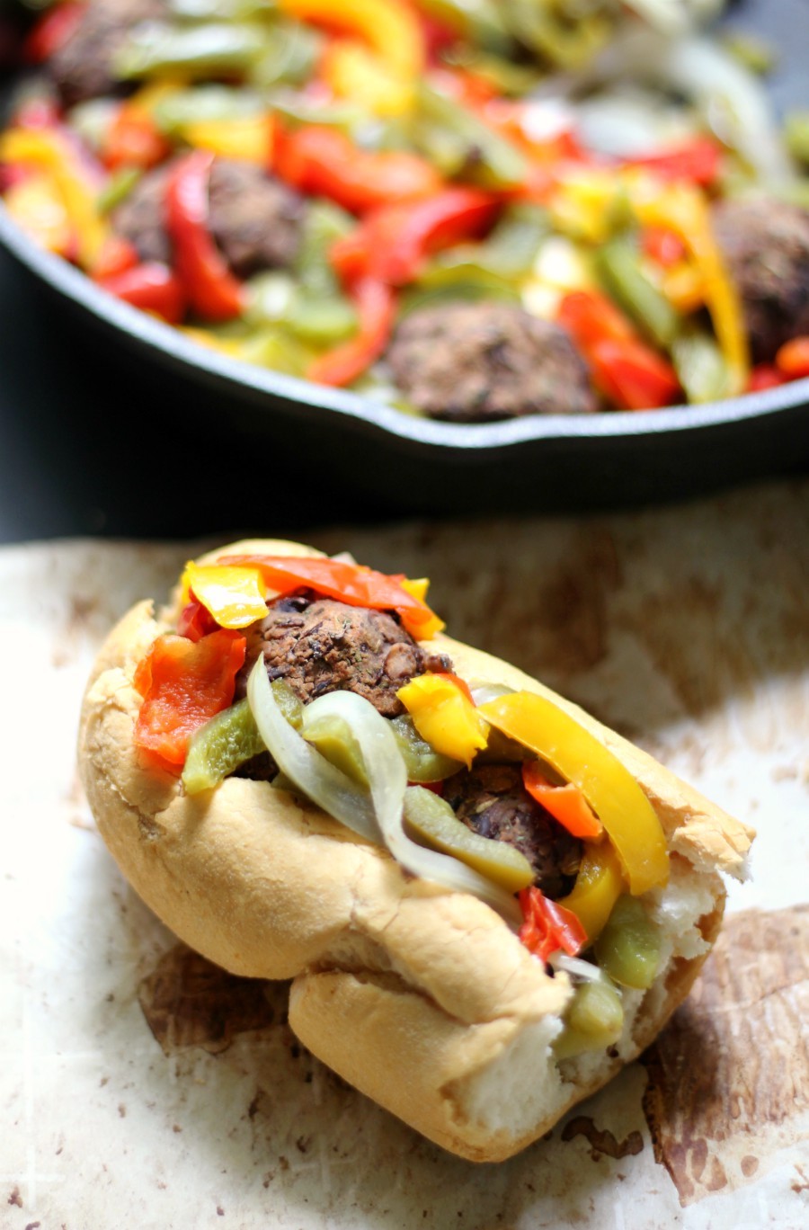 Vegan Boardwalk Italian Sausage & Peppers Sandwiches (Gluten-Free, Allergy-Free) | Strength and Sunshine @RebeccaGF666 A Jersey Shore classic! These meatless Boardwalk Italian Sausage & Peppers Sandwiches are vegan, gluten-free, and top 8 allergy-free! A simple, delicious, and healthy recipe for your greasy favorite summer comfort food! 