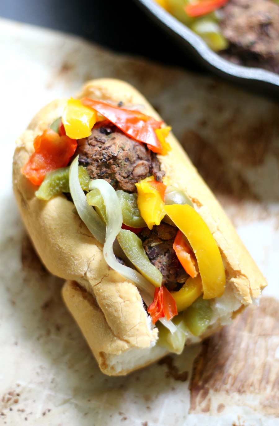 Vegan Boardwalk Italian Sausage & Peppers Sandwiches (Gluten-Free, Allergy-Free) | Strength and Sunshine @RebeccaGF666 A Jersey Shore classic! These meatless Boardwalk Italian Sausage & Peppers Sandwiches are vegan, gluten-free, and top 8 allergy-free! A simple, delicious, and healthy recipe for your greasy favorite summer comfort food!