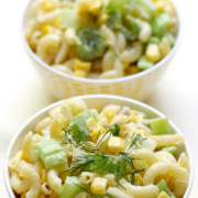 Simple Summer Corn Macaroni Salad (Gluten-Free, Vegan, Allergy-Free) | Strength and Sunshine @RebeccaGF666 An easy last minute side dish recipe for all your cookouts, bbqs, and potlucks! This Simple Summer Corn Macaroni Salad is gluten-free, vegan, top 8 allergy-free, and can be made in just 10 minutes! Seven ingredients are all you need for this family-friendly pasta salad! #macaronisalad #pastasalad #glutenfree #vegan #summerfood #sidedish #strengthandsunshine