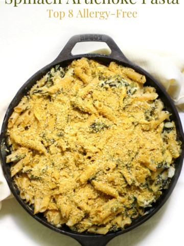 baked-creamy-spinach-artichoke-pasta-skillet-pin