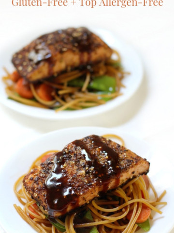 ginger-salmon-sticky-garlic-noodles-two-plates-pin