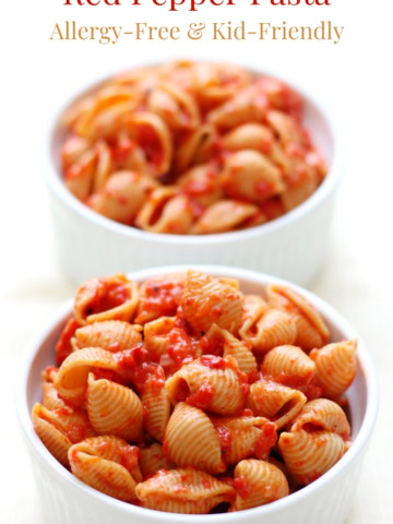two-bowls-red-pepper-pasta-straight-on-pin