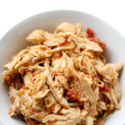bowl of slow cooker shredded taco chicken