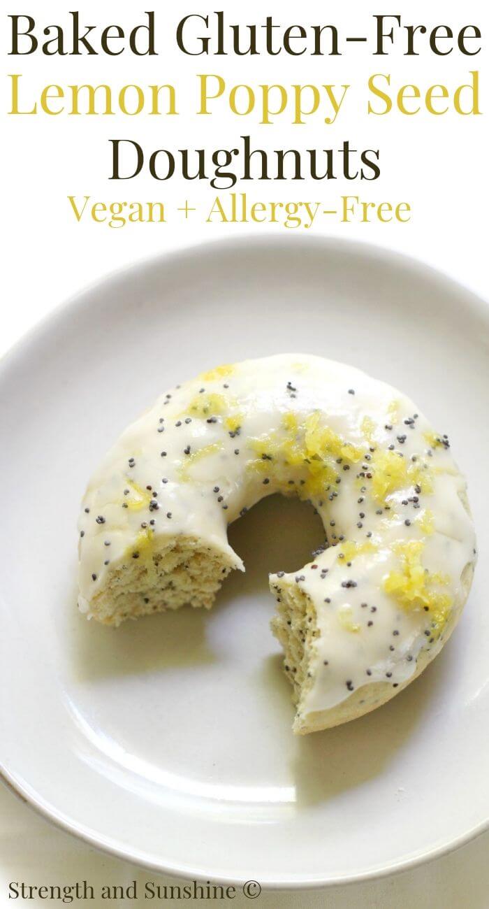 eaten vegan lemon poppy seed doughnut on a grey plate