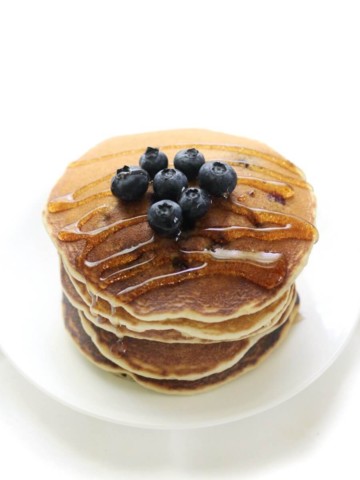 gluten-free blueberry pancakes with syrup