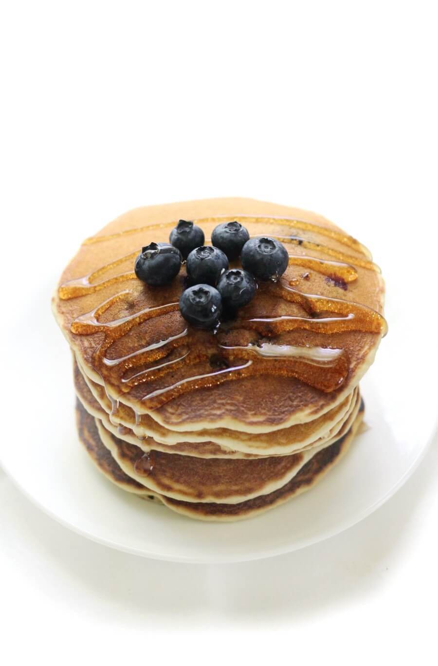 gluten-free blueberry pancakes with syrup