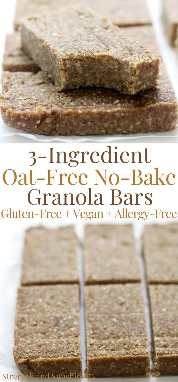 collage of no-bake granola bars